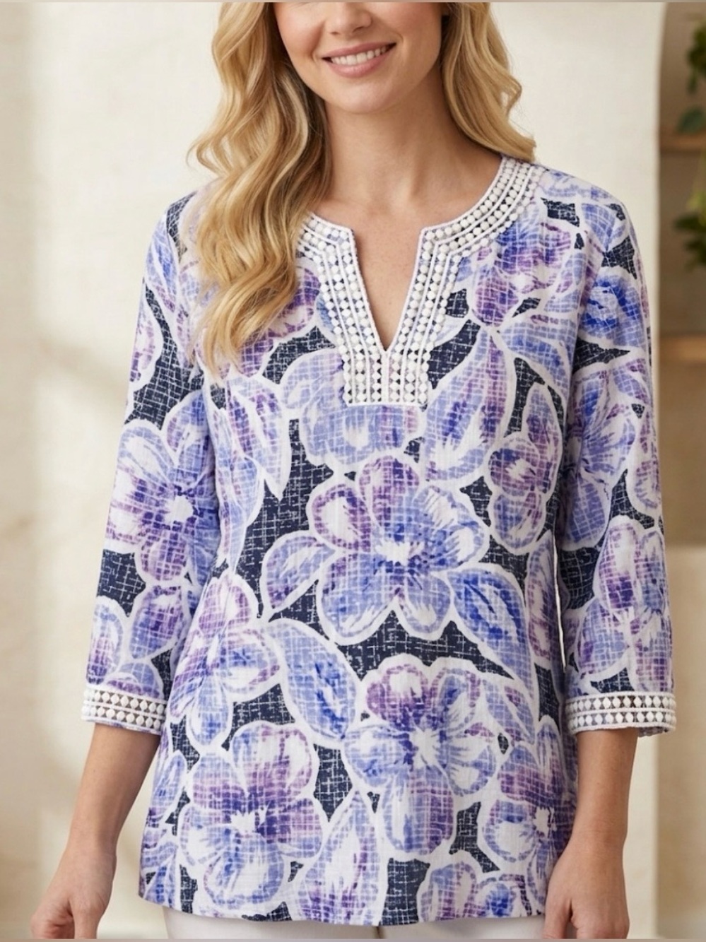 Alfred Dunner Floral Tunic Top NWT